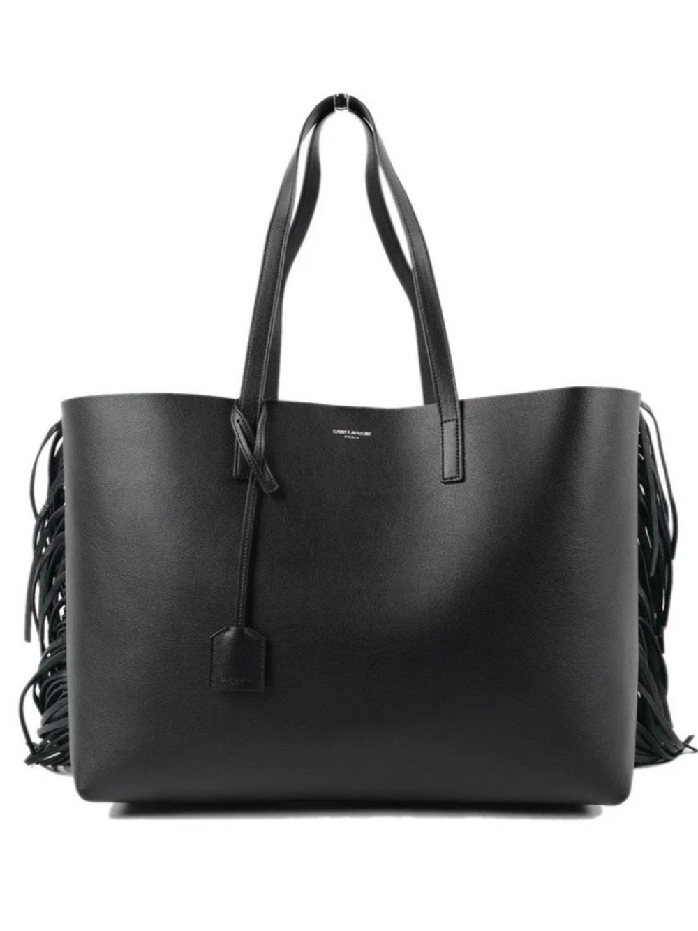 Yves Saint Laurent Black Leather Fringe Tote